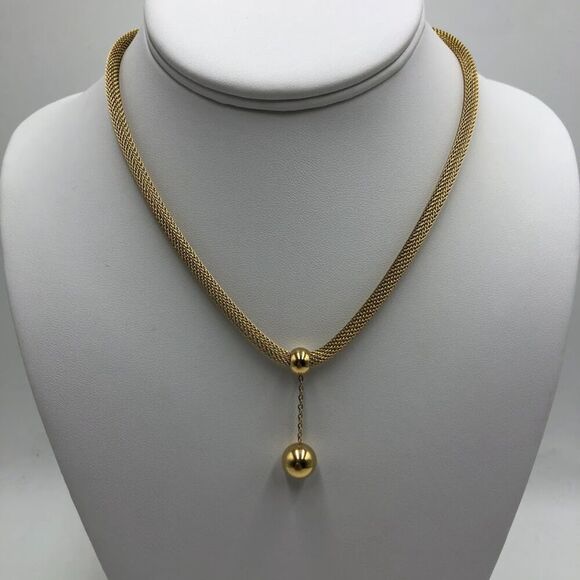 18K Gold Plated Women's Statement Necklace Dangling Ball Pendant Waterproof - Picture 11 of 11